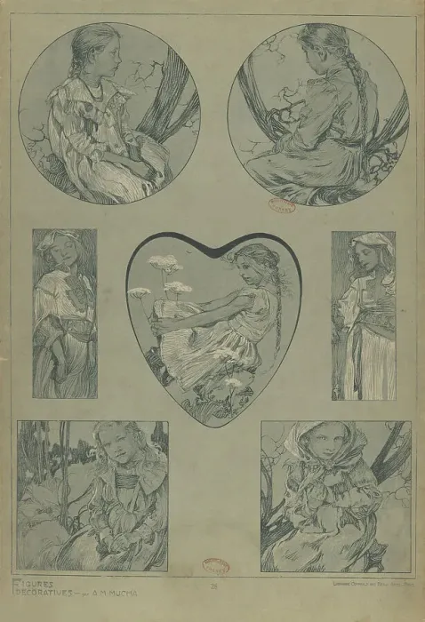Framed Print : Figures décoratives, 1902. Creator: Mucha, Alfons Marie (1860-1939) Framed Print : Figures décoratives, 1902. Creator: Mucha, Alfons Marie (1860-1939)