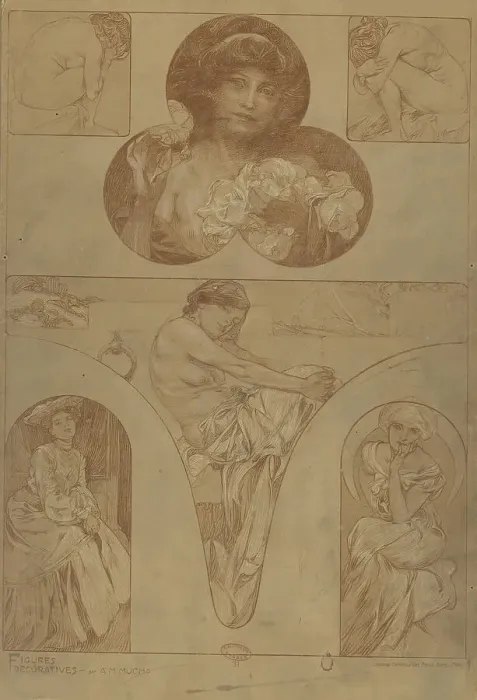 Framed Print : Figures décoratives, 1902. Creator: Mucha, Alfons Marie (1860-1939) Framed Print : Figures décoratives, 1902. Creator: Mucha, Alfons Marie (1860-1939)