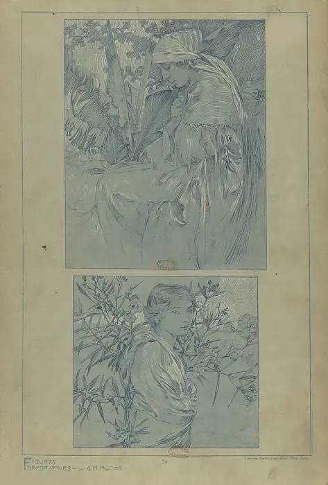 Framed Print : Figures décoratives, 1902. Creator: Mucha, Alfons Marie (1860-1939) Framed Print : Figures décoratives, 1902. Creator: Mucha, Alfons Marie (1860-1939)