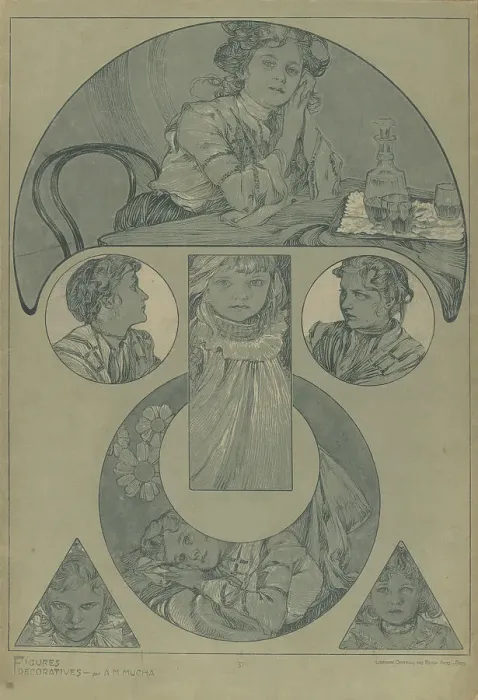 Framed Print : Figures décoratives, 1902. Creator: Mucha, Alfons Marie (1860-1939) Framed Print : Figures décoratives, 1902. Creator: Mucha, Alfons Marie (1860-1939)