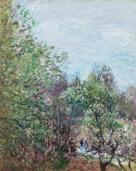 Framed Print : Two figures at the edge of a wood, Veneux-Nadon, c1887. Creator: Sisley, Alfred (1839-1899) Framed Print : Two figures at the edge of a wood, Veneux-Nadon, c1887. Creator: Sisley, Alfred (1839-1899)