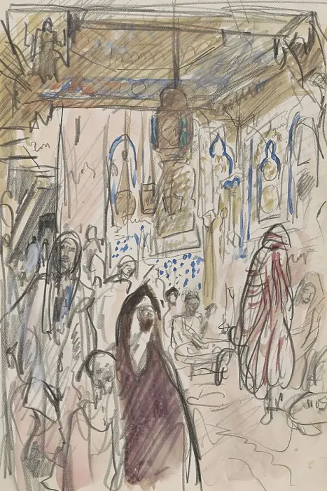 Framed Print : Figures in the interior of a mosque, 1923. Creator: Marius Bauer Framed Print : Figures in the interior of a mosque, 1923. Creator: Marius Bauer