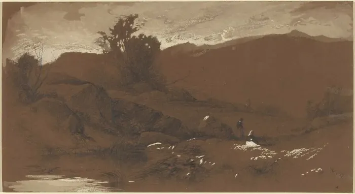 Framed Print : Figures in a Landscape, 1860. Creator: William Hart Framed Print : Figures in a Landscape, 1860. Creator: William Hart