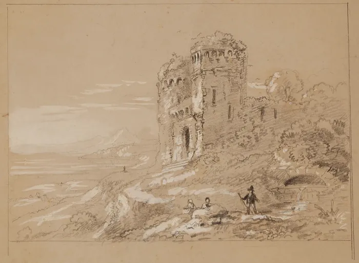 Framed Print : Figures in a Landscape, c1820-1848. Creator: Thomas Cole Framed Print : Figures in a Landscape, c1820-1848. Creator: Thomas Cole