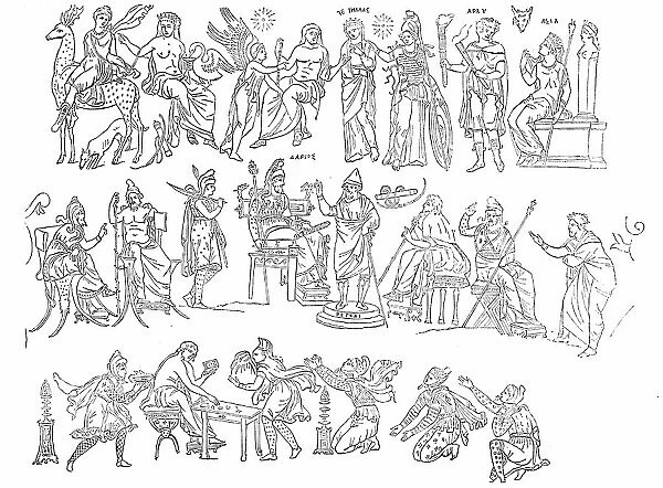 Figures from the Painted Vase of Darius, 1857. Creator: Unknown