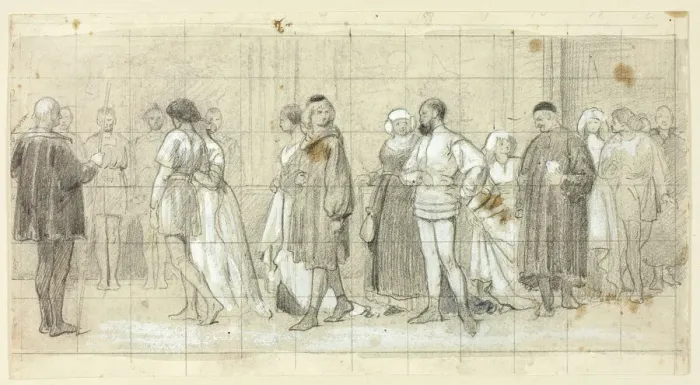 Framed Print : Figures in Procession, n. d. Creator: Henry Stacy Marks Framed Print : Figures in Procession, n. d. Creator: Henry Stacy Marks