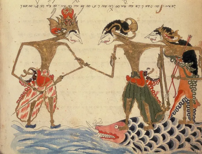 Framed Print : Two figures standing on a fish, 1804. Creator: Unknown Framed Print : Two figures standing on a fish, 1804. Creator: Unknown