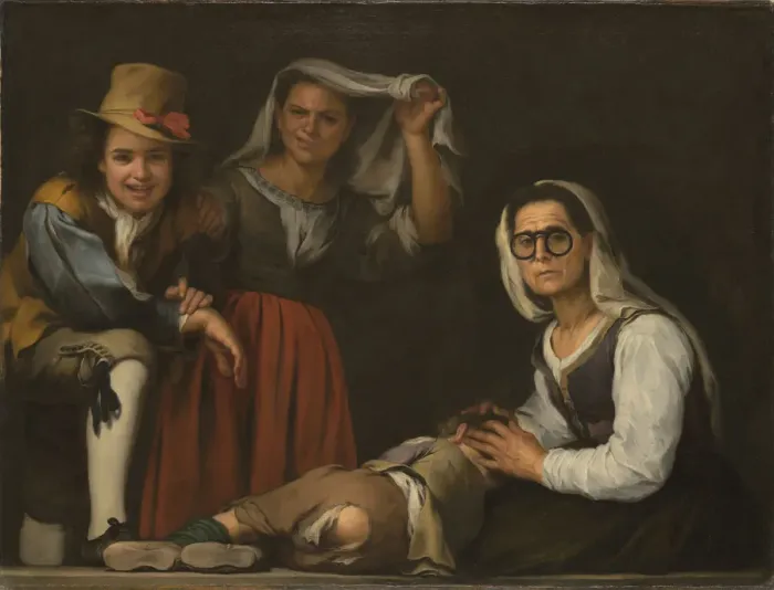 Framed Print : Four Figures on a Step. Artist: Murillo, Bartolome Esteban (1617-1682) Framed Print : Four Figures on a Step. Artist: Murillo, Bartolome Esteban (1617-1682)