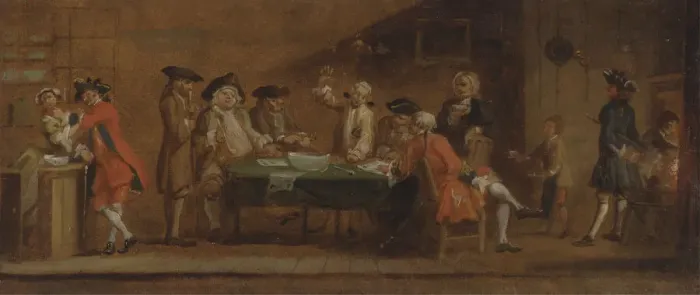 Framed Print : Figures in a Tavern or Coffee House, ca. 1725 or after 1750. Creator: Joseph Highmore Framed Print : Figures in a Tavern or Coffee House, ca. 1725 or after 1750. Creator: Joseph Highmore