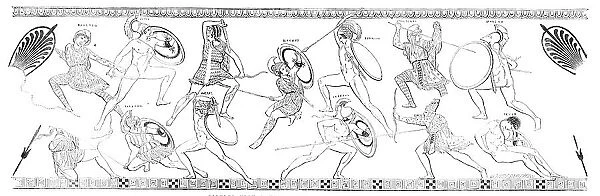 Figures upon a Vase recently found at Cumae, 1856. Creator: Unknown