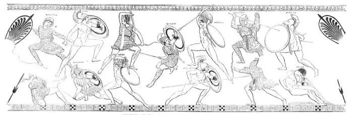 Framed Print : Figures upon a Vase recently found at Cumae, 1856. Creator: Unknown Framed Print : Figures upon a Vase recently found at Cumae, 1856. Creator: Unknown