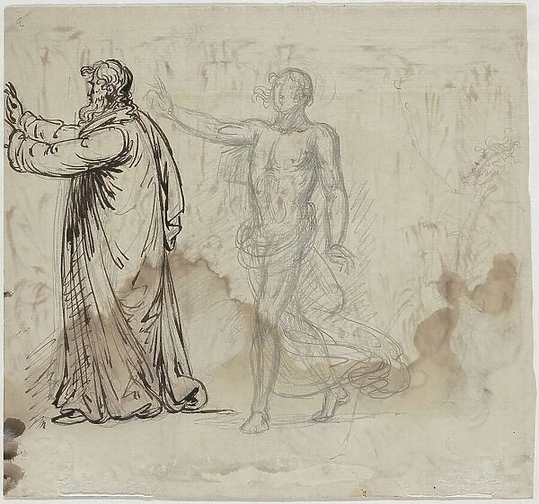 Three Figures [verso], 1780 / 1790. Creator: Mather Brown