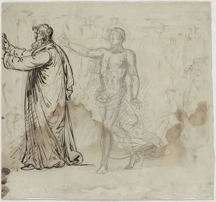 Framed Print : Three Figures [verso], 1780 / 1790. Creator: Mather Brown
