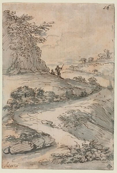 Figures on a Winding Road, mid-1600s. Creator: Salvator Rosa (Italian, 1615-1673)