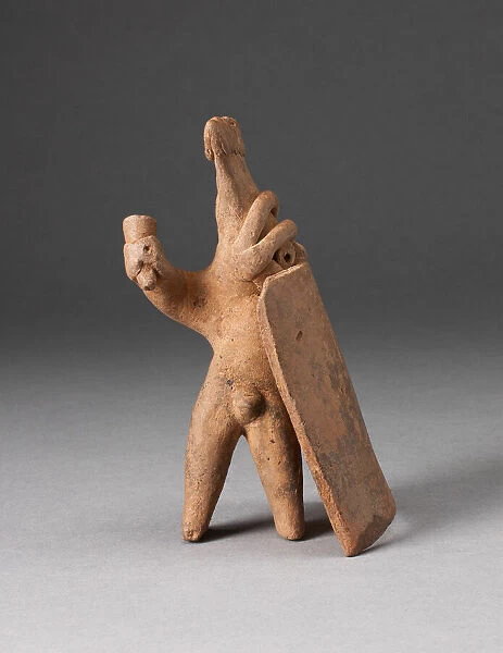 Figurine of a Warrior with Square Sheild and Weapon, 200 B. C.  /  A. D. 200. Creator: Unknown