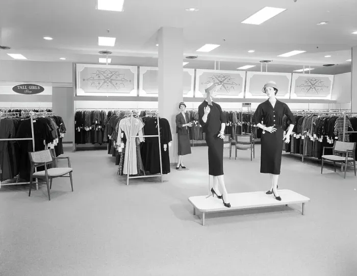 Framed Print : Filene's, business in North Shore Shopping Center, Peabody, Massachusetts, 1957. Creator: Gottscho-Schleisner, Inc Framed Print : Filene's, business in North Shore Shopping Center, Peabody, Massachusetts, 1957. Creator: Gottscho-Schleisner, Inc