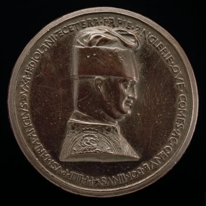 Framed Print : Filippo Maria Visconti, 1392-1447, Duke of Milan 1412 [obverse], c. 1441
