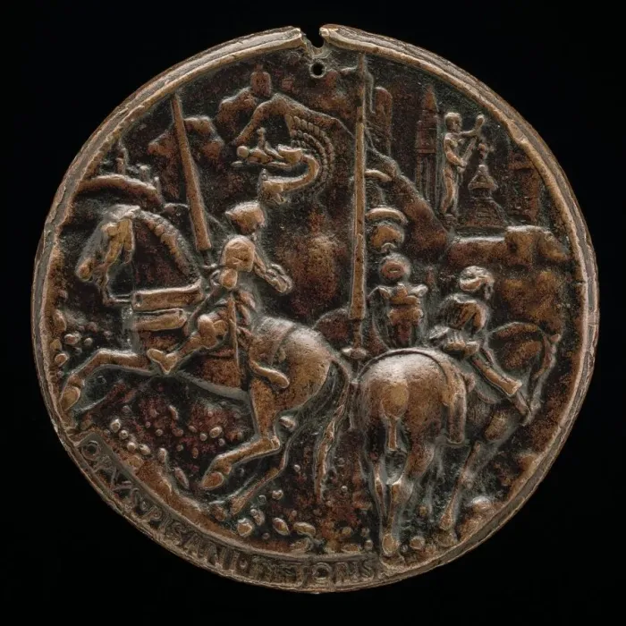Framed Print : Filippo Maria Visconti Riding in a Mountainous Landscape [reverse], c. 1441
