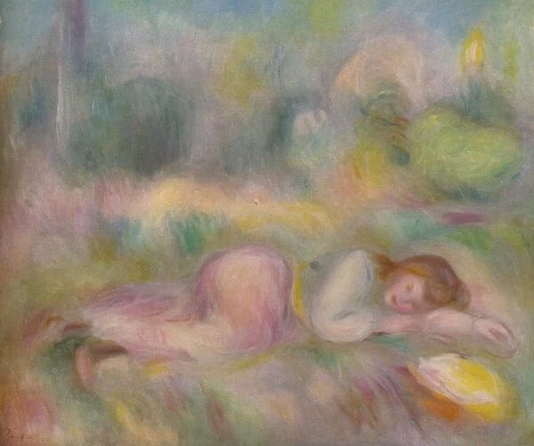 Fille etendue dans l herbe, c1890. Artist: Pierre-Auguste Renoir