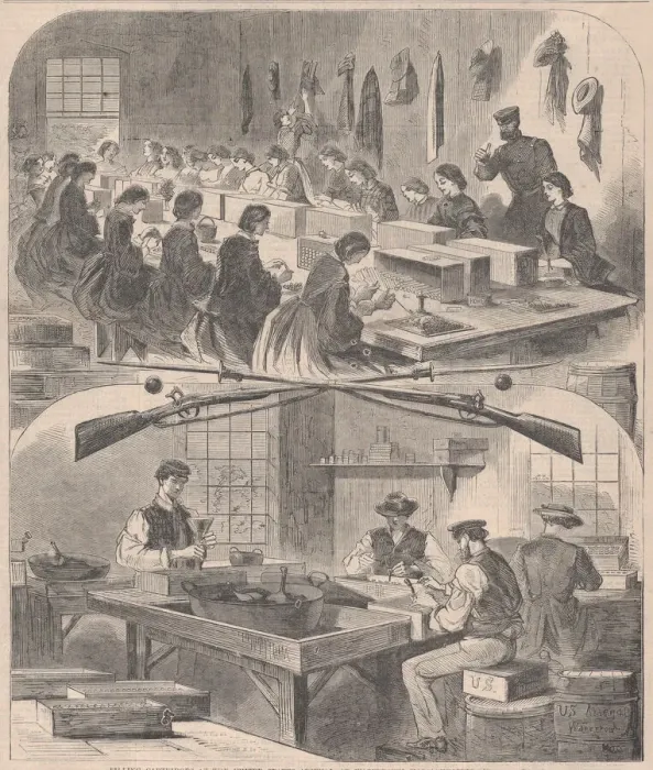 Framed Print : Filling Cartridges at the United States Arsenal, at Watertown, Massachusetts (Har Framed Print : Filling Cartridges at the United States Arsenal, at Watertown, Massachusetts (Har