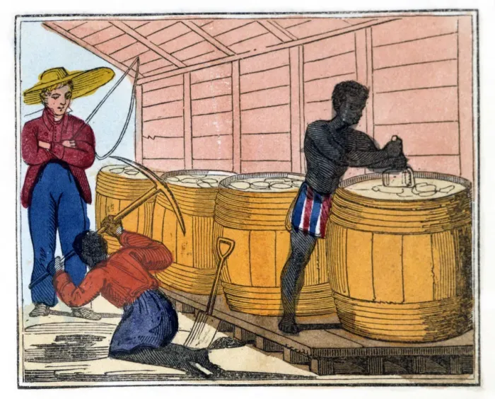 Framed Print : Filling and Heading Casks, 1826. Artist: Amelia Alderson Opie Framed Print : Filling and Heading Casks, 1826. Artist: Amelia Alderson Opie