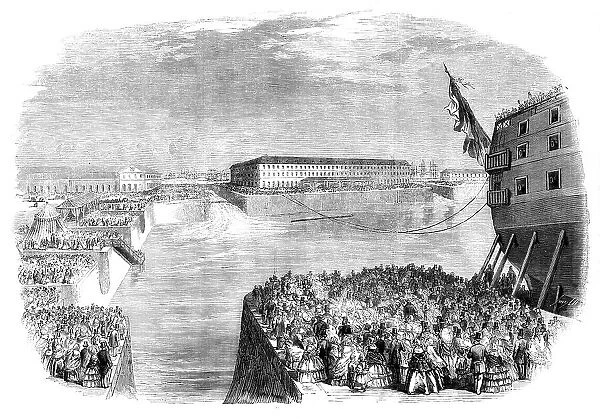 Filling the Napoleon Dock, Cherbourg, 1858. Creator: Smyth