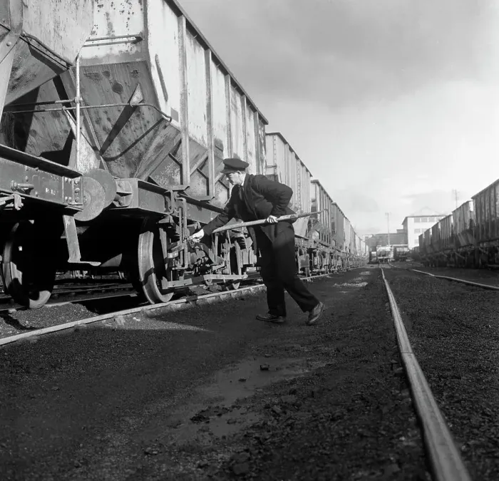 Framed Print : Final adjustments to a rail truck hauling coal from Lynemouth Colliery, Northumberland, 1963 Framed Print : Final adjustments to a rail truck hauling coal from Lynemouth Colliery, Northumberland, 1963