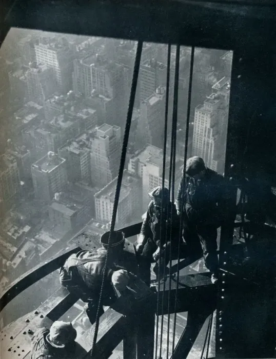 Framed Print : The final stages of the Mast; the street is some quarter mile below, c1931. Artist: Lewis Wickes Hine Framed Print : The final stages of the Mast; the street is some quarter mile below, c1931. Artist: Lewis Wickes Hine