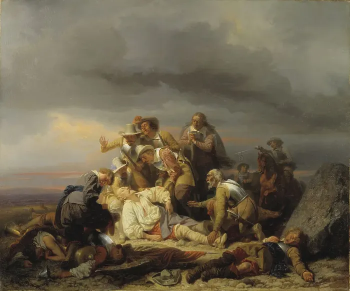 Framed Print : Finding the Body of King Gustav II Adolf of Sweden after the Battle of Lütze, 1855. Creator: Carl Wahlbom Framed Print : Finding the Body of King Gustav II Adolf of Sweden after the Battle of Lütze, 1855. Creator: Carl Wahlbom