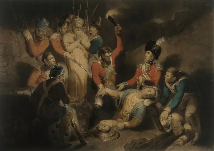 Framed Print : The Finding of the Body of Tippoo Sultan, published 1800. Creator: Samuel William Reynolds Framed Print : The Finding of the Body of Tippoo Sultan, published 1800. Creator: Samuel William Reynolds