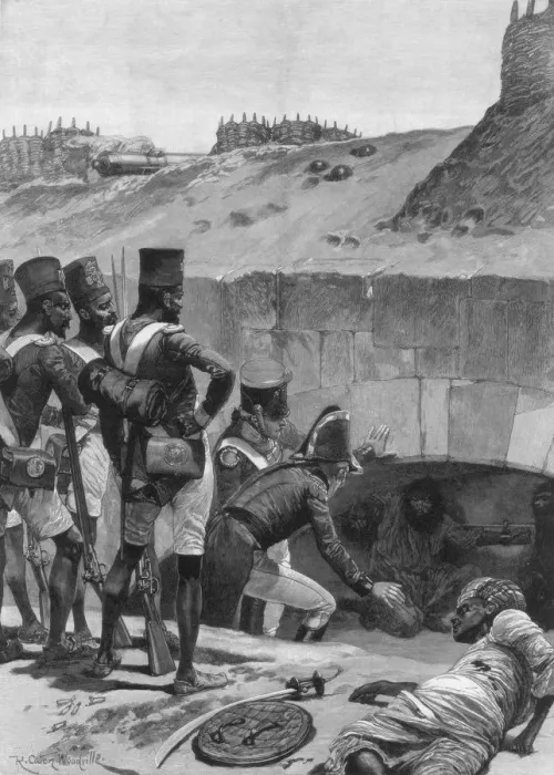 Framed Print : Finding the British prisoners under the casemates in the fortifications, 1894. Artist: Richard Caton Woodville II Framed Print : Finding the British prisoners under the casemates in the fortifications, 1894. Artist: Richard Caton Woodville II