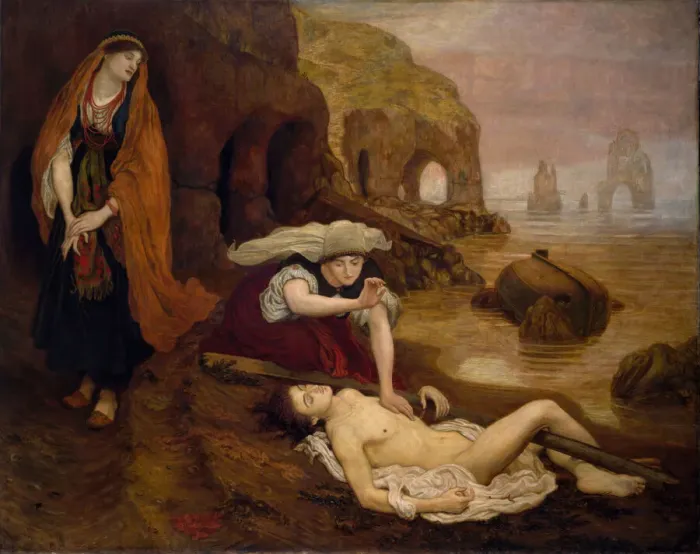 Framed Print : Finding of Don Juan by Haidee, c1870. Creator: Ford Madox Brown Framed Print : Finding of Don Juan by Haidee, c1870. Creator: Ford Madox Brown