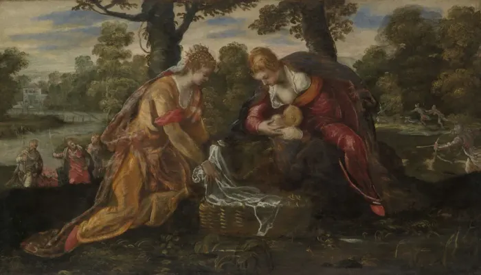 Framed Print : The Finding of Moses, 1560s?. Creator: Jacopo Tintoretto Framed Print : The Finding of Moses, 1560s?. Creator: Jacopo Tintoretto