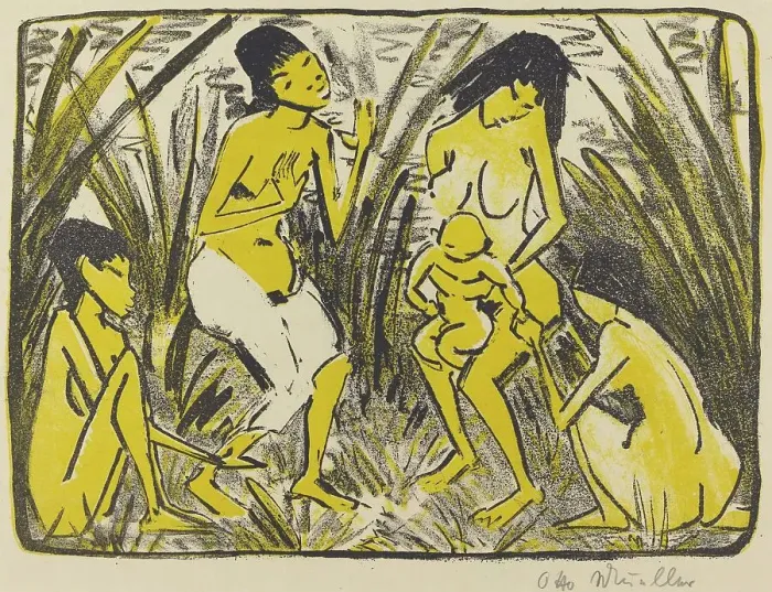 Framed Print : Finding of Moses (Auffindung des Moses), c. 1920. Creator: Otto Mueller Framed Print : Finding of Moses (Auffindung des Moses), c. 1920. Creator: Otto Mueller
