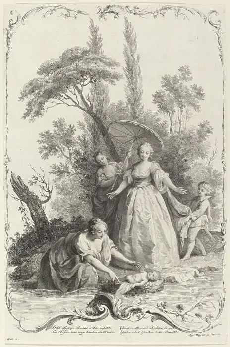 Framed Print : The Finding of Moses, c. 1745. Creator: Joseph Wagner Framed Print : The Finding of Moses, c. 1745. Creator: Joseph Wagner