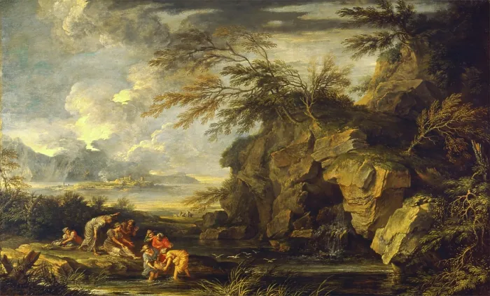 Framed Print : The Finding of Moses, c.between 1660 and 1665. Creator: Salvator Rosa Framed Print : The Finding of Moses, c.between 1660 and 1665. Creator: Salvator Rosa