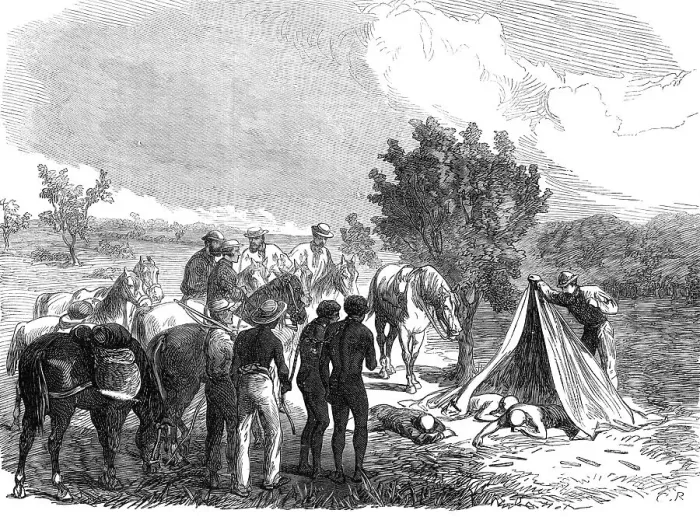 Framed Print : Finding the remains of the lost explorers Harding, Panter, and Goldwyer...North-West Australia, 1865 Creator: Unknown Framed Print : Finding the remains of the lost explorers Harding, Panter, and Goldwyer...North-West Australia, 1865 Creator: Unknown