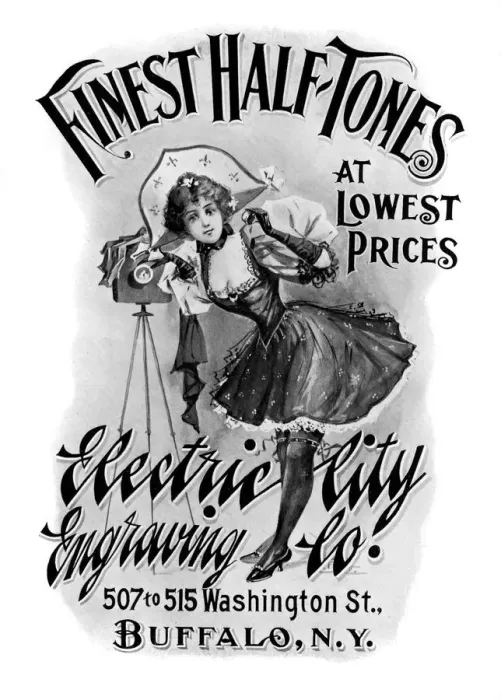 Framed Print : Finest Half-Tones at Lowest Prices, 1901. Artist: Electric City Engraving Co Framed Print : Finest Half-Tones at Lowest Prices, 1901. Artist: Electric City Engraving Co