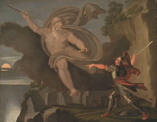 Fingal´s Battle with the Spirit of Loda;Fingal defeating Loda, the God of Sora, 1797. Creator: Asmus Jakob Carstens
