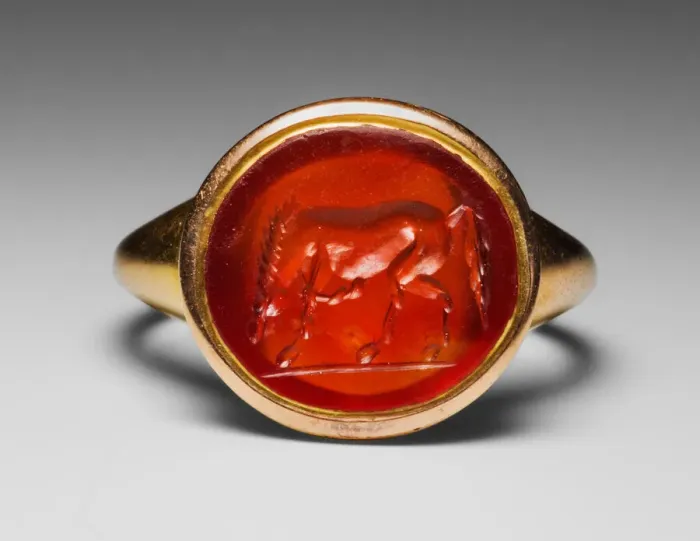 Framed Print : Finger Ring with Engraved Gemstone, Gemstone: 1st century Ring: modern. Creator: Unknown Framed Print : Finger Ring with Engraved Gemstone, Gemstone: 1st century Ring: modern. Creator: Unknown