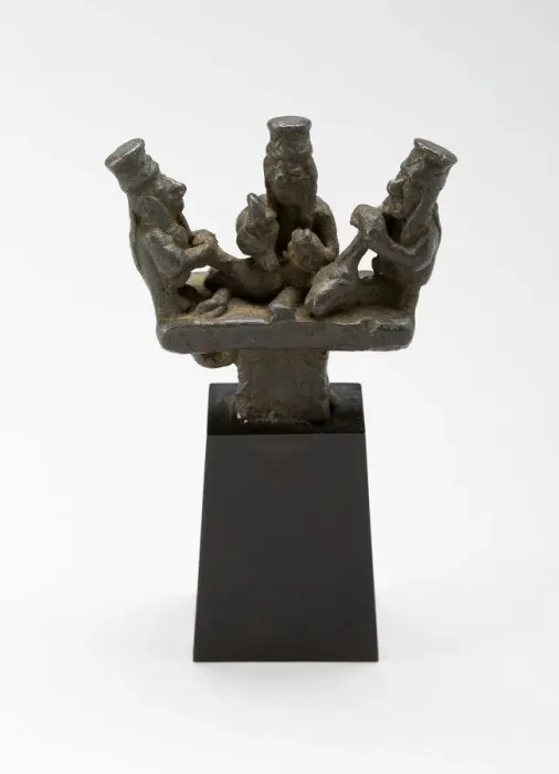 Framed Print : Finial for Pin or Blade Depicting Figures Shearing a Llama, A. D. 1450 / 1532 Framed Print : Finial for Pin or Blade Depicting Figures Shearing a Llama, A. D. 1450 / 1532