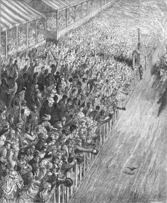 Framed Print : Finish of the Race, 1872. Creator: Gustave Doré Framed Print : Finish of the Race, 1872. Creator: Gustave Doré