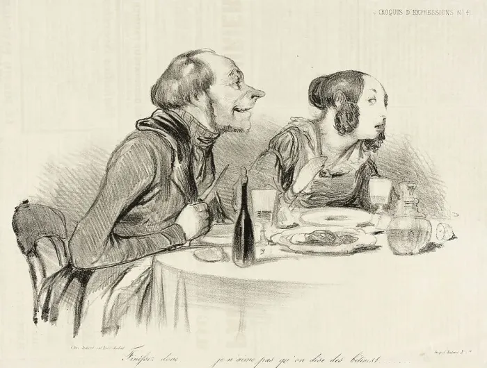 Framed Print : Finissez donc...je n'aime pas qu'on dise des bêtises... 1838. Creator: Honore Daumier Framed Print : Finissez donc...je n'aime pas qu'on dise des bêtises... 1838. Creator: Honore Daumier