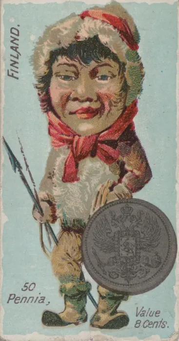 Framed Print : Finland, 50 Pennia, from the series Coins of All Nations (N72 Framed Print : Finland, 50 Pennia, from the series Coins of All Nations (N72