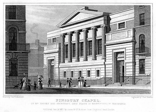Finsbury Chapel, Islington, London, 1827. Artist: Thomas Barber