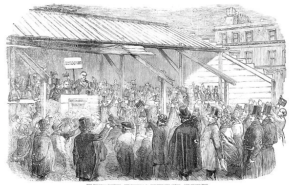 The Finsbury Election: the Hustings on Clerkenwell-Green: the Nominations, 1857. Creator: Unknown