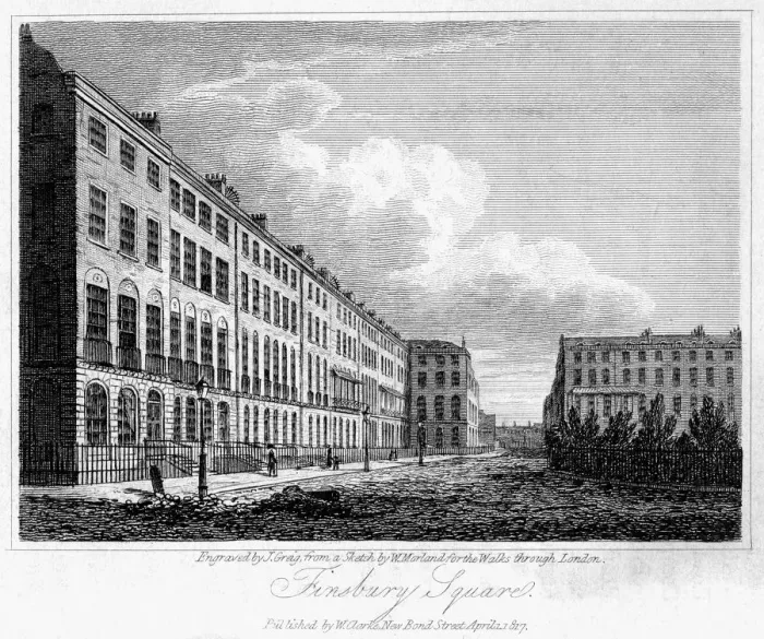 Framed Print : Finsbury Square, London, 1817. Artist: J Greig Framed Print : Finsbury Square, London, 1817. Artist: J Greig