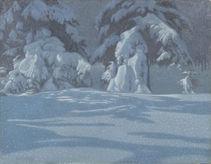 Framed Print : Fir trees in the snow. Creator: Lindh, Bror (1877-1941) Framed Print : Fir trees in the snow. Creator: Lindh, Bror (1877-1941)