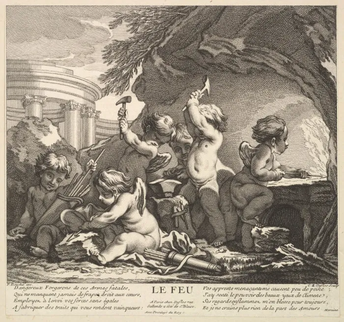Framed Print : Fire, 18th century. Creator: Claude Augustin Duflos le Jeune Framed Print : Fire, 18th century. Creator: Claude Augustin Duflos le Jeune