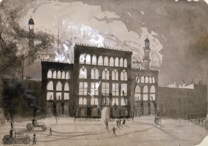 Framed Print : Fire at the Alhambra Theatre, Leicester Square, London, 1882 (1883) Framed Print : Fire at the Alhambra Theatre, Leicester Square, London, 1882 (1883)